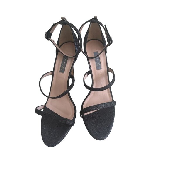 SJP Black Glitter Sandals Heels Size 39.5 / US 9.5 NEW NWOB - Picture 2 of 8